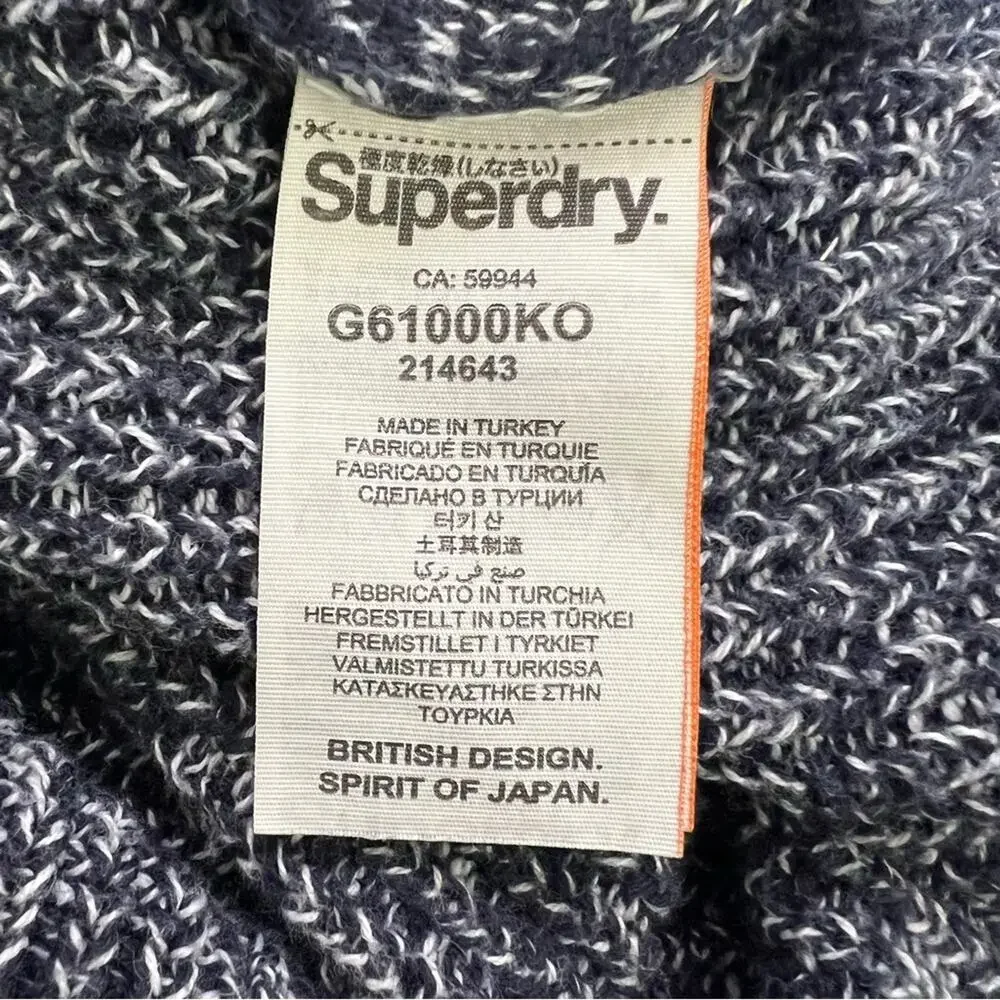 Superdry Fesitval Goods CO. Blue Marled Crewneck Sweater Size XS